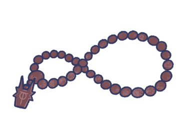 A dragon rosary in pale wood.